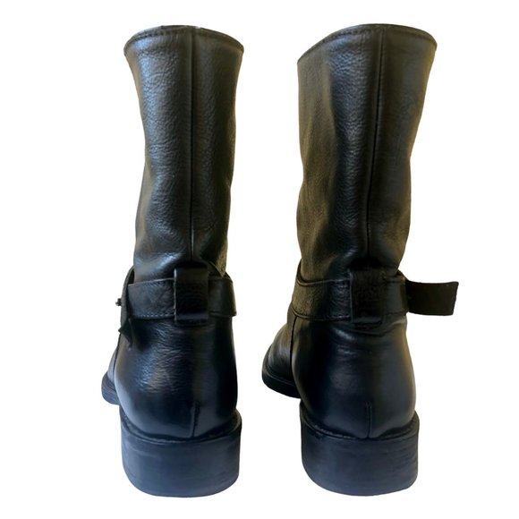 MADEWELL 1937 Biker Moto Boot Black Leather Pull On Ankle Strap Womens 7 - Picture 8 of 16